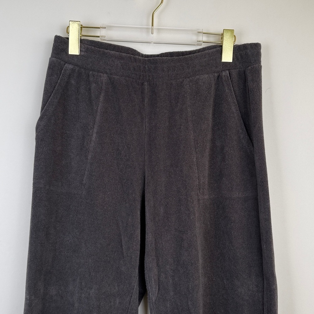 Barefoot Dreams Beach Cozy Terry Crop Wide Leg Carbon Grey Lounge Pants Medium - Picture 4 of 10